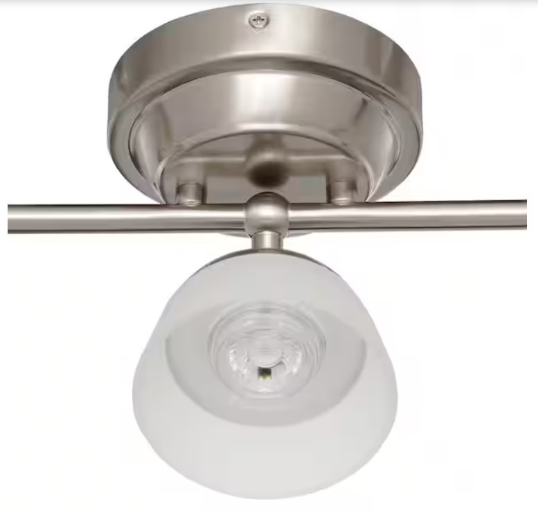lot 525 image: NEW Hampton Bay Madison 2 ft. 3-Light Satin Nickel LED Fixed Track with 400 LMHead 1000027118