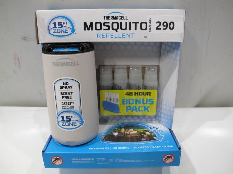 lot 531 image: NEW  Thermacell Patio Shield Mosquito Repeller Bonus Pack with 48 Hours of Mosquito Protection - Linen