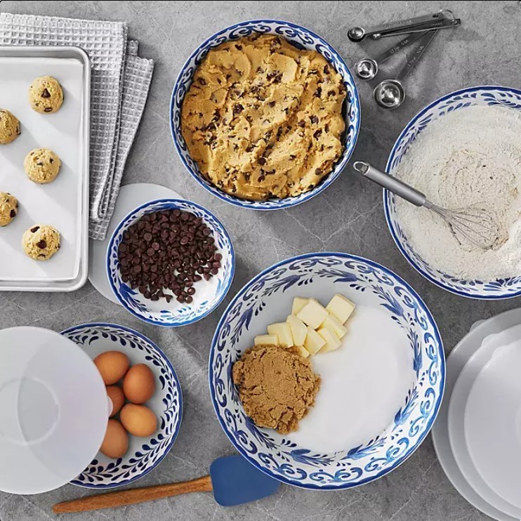 lot 319 image: NEW Members Mark 10-Piece Bamboo Melamine Mixing Bowl Set - Santorini