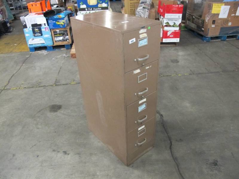 lot 266 image: 4 Drawer Storage Filing Cabinet - Brown USED