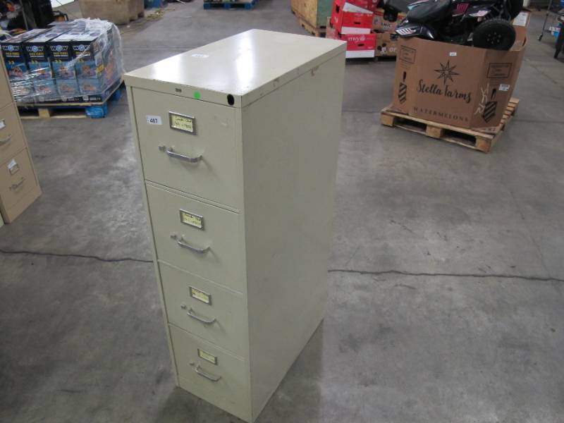 lot 267 image: 4 Drawer Storage Filing Cabinet - Light Beige USED