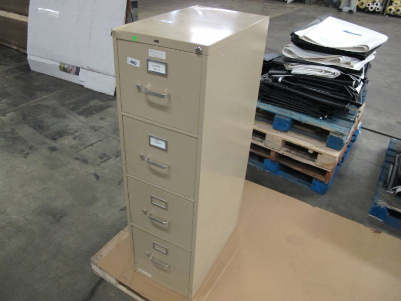 lot 274 image: 4 Drawer Storage Filing Cabinet - Beige USED