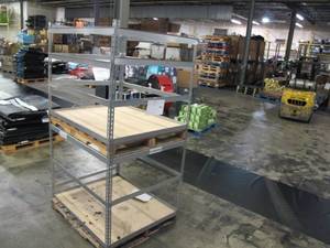 lot 106 image: Pair of Adjustable Metal Frame Shelving Built to Fit Onto Pallets - Perfect for Projects