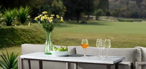 lot 107 image: NEW Nola Cement Terrazzo Outdoor Console Table Top - No Legs