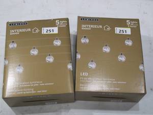 lot 251 image: NEW 2 Pack of Lumineo Interior Christmas LED Ornament Lights - 5 Lights  2 Meters Each
