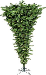 lot 306 image: Vickerman 5.5 Green Upside Down Artificial Christmas Tree, Dura-Lit Warm White LED Lights - Faux Upside Down Christmas Tree - Seasonal Indoor Home Decor