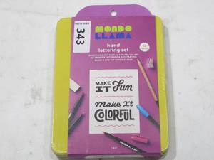 lot 343 image: NEW 14pc Hand Lettering Set - Mondo Llama