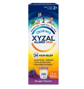 lot 348 image: NEW 2 Pack of XYZAL Childrens Oral Solution 24 Hour Allergy Relief Grape (5.0 fl oz Each)