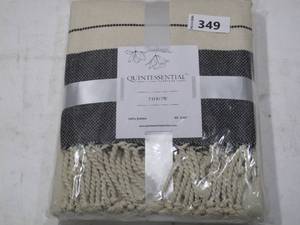 lot 349 image: Quintessential Textiles Classic Acrylic Throw Blanket with Fringes for Couch, Bed & Sofa, 50 x 60 Inch, Black & Cream