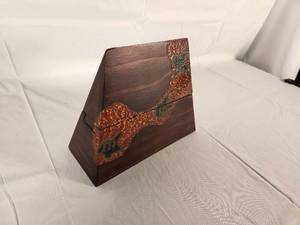 Vintage Wooden Pyramid Triangle Slide Top Box