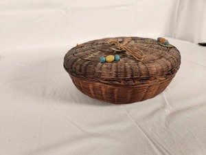 Vintage Chinese Round Sewing Basket
