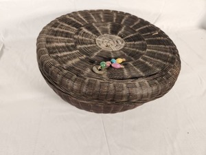 Vintage Chinese Round Sewing Basket