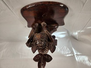 Hand Carved Wood Shelf with Two Birds on Nest