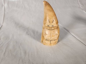 Vintage 1960s Inuit Carved Whale Tooth Billiken Approximately 3 Tall from Alaska