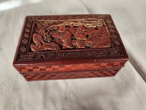 Antique Chinese Carved Red Cinnabar Laquer Box - 19th Century
