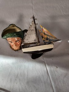 Sailor Cup and Small Decorative Wood Sail Boat