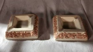 Two Vintage Wedgewood AshtrayTrinket Box with White Pink Grape Leave