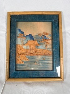 Vintage Cork Carving Diorama in Frame - 8.75 x 10.5