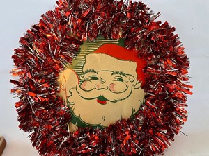 Vintage Santa Tinsel Wreath