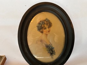 Vintage Early 1900s Framed Print, Beautiful Young Woman