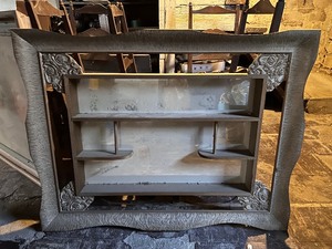 Vintage Mid Century Modern Wall Mirrored Shadowbox  Curio Shelf