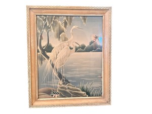 Modern-Style Air Brush Painting of Egrets signed Turner with Copyright Mark Lower Right.