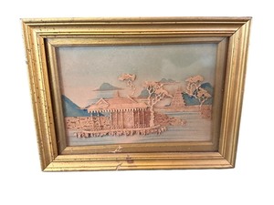 Framed Cut Cork Diorama Picture by Chinese Craftsman of Honan, China 1930 Jonathan Lindell