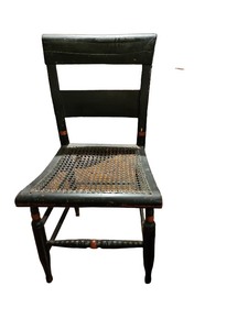 Vintage Black Wicker Seat Chair
