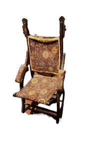 Eastlake Victorian Hand Carved Detailed Folding Campaign Chair with Padding