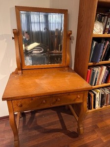 Beautiful Vintage Dressing Table with Two Drawers and Mirror
