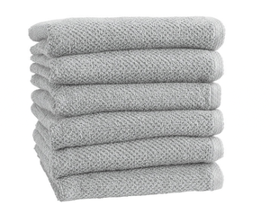 NEW FreshFolds Cotton Textured 6 Pc. Hand Towel Set, Light Grey