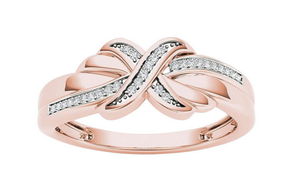 NEW 10K Rose Gold Diamond-Accent Knot Ring Size 8