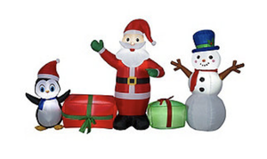 New Gemmy Airblown 9 Inflatable Classic Santa Snowman Penguin Scene