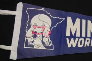 lot 44 image: Vintage 1965 Minnesota Twins World Series Soft Felt 26x9 Pennant
