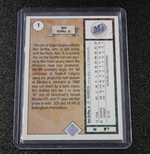 lot 45 image: 1989 Upper Deck Ken Griffey Jr #1 Rookie Card