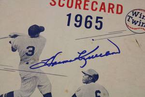 lot 62 image: 1965 Minnesota Twins Official ProgramScorecard w Harmon Killebrew & Tony Oliva Autograph