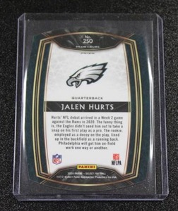 lot 70 image: 2020 Select Club Level Purple Prizm Die Cut Jalen Hurts #250 Rookie Card
