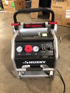 Husky 4.5 Gal. Portable Electric-Powered Silent Air Compressor Customer Returns See Pictures