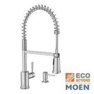 lot 22 image: MOEN Indi Single-Handle Pre-Rinse Spring Pulldown Sprayer Kitchen Faucet with Power Clean in Spot Resist Stainless
