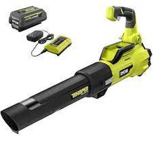 lot 46 image: Ryobi 40V Brushless 125 MPH 550 CFM Cordless Battery Whisper Series Jet Fan Blower with 4.0 Ah Battery and Charger