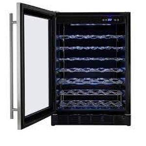 lot 57 image: Vissani 23.4 in. 50 Bottle, 154 Can, Wine and Beverage Cooler with Stainless Steel Door-Some Damage, See Pictures