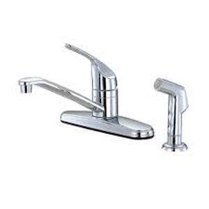 lot 79 image: Non-Metallic 1-Handle Standard Kitchen Faucet with Side Sprayer in Chrome