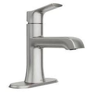 lot 100 image: Moen Liso Single Hole Bathroom Faucet  Spot Resist Brushed Nickel Finish-Missing Drain