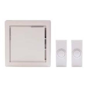 lot 123 image: Hampton Bay Wireless Plug-In Doorbell Kit with 2 Wireless Push Buttons, White