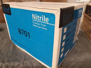 lot 105 image: Box of Elite Protective Powder Free Nitrile Gloves