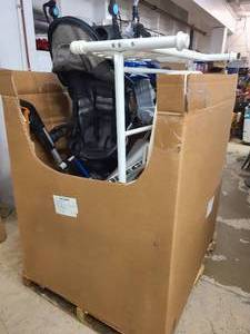 lot 158 image: Bin Box of used goods in good condition, Electric dirtbike, Oreck Vacuums, Razor Scooters and more
