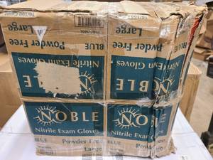 lot 97 image: 4 Boxes of Large Sized Noble Powder Free Nitrile Exam Gloves