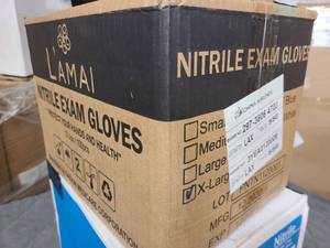 lot 103 image: Box of LAmai Nitrile Exam Gloves Xtra Large Sized