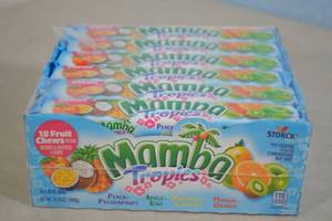 lot 33 image: Pack of Mamba Tropical Fruit Chews 24 Bars, 18 Chews Per Bar Best By 08312024