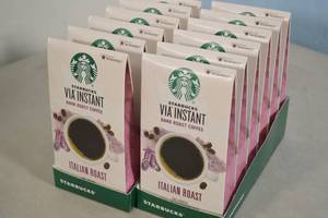 lot 36 image: Starbucks Via Instant Italian Roast Dark Roast Coffee Grounds 12-Pack Best By 09032023